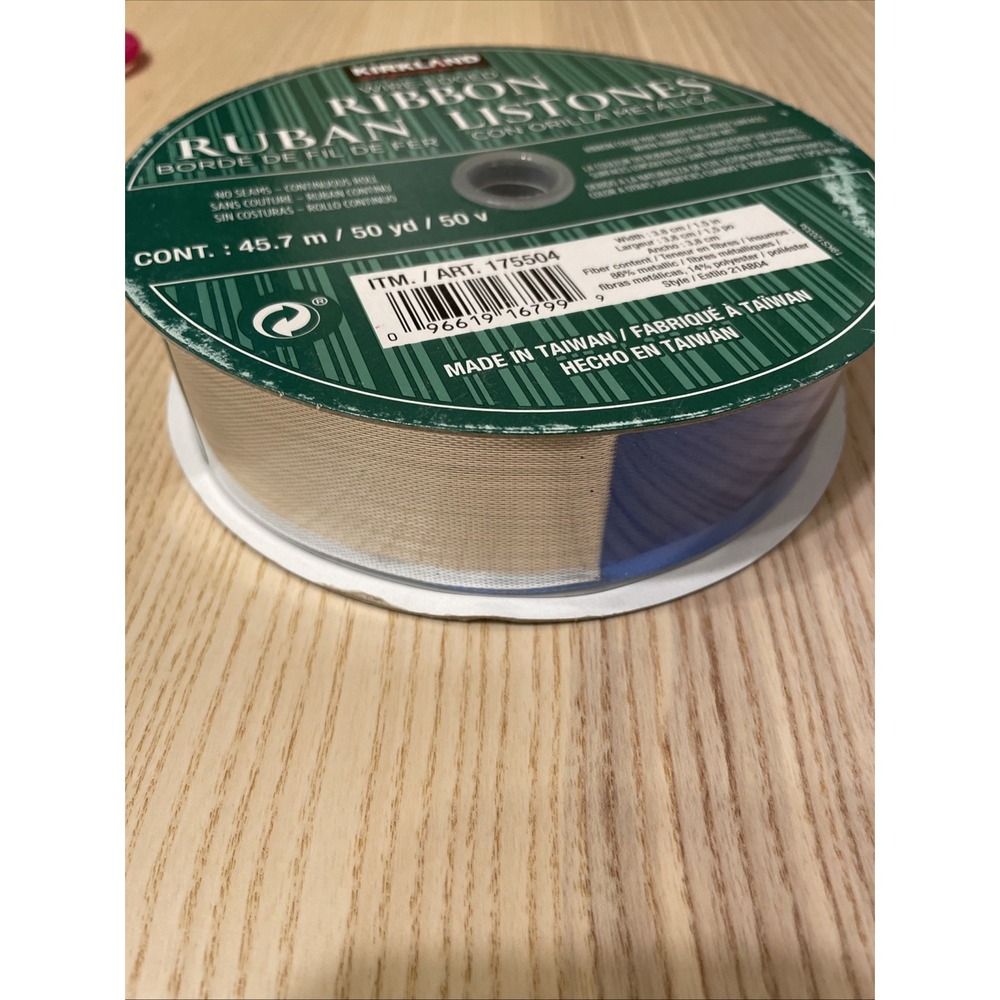 Kirkland signature wire edged ribbon reversible royal blue and silver‎ 50 yards